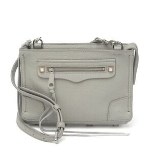 REBECCA MINKOFF Regan Leather Crossbody Bag, Travel, Color: Gray (Perla), NEW
